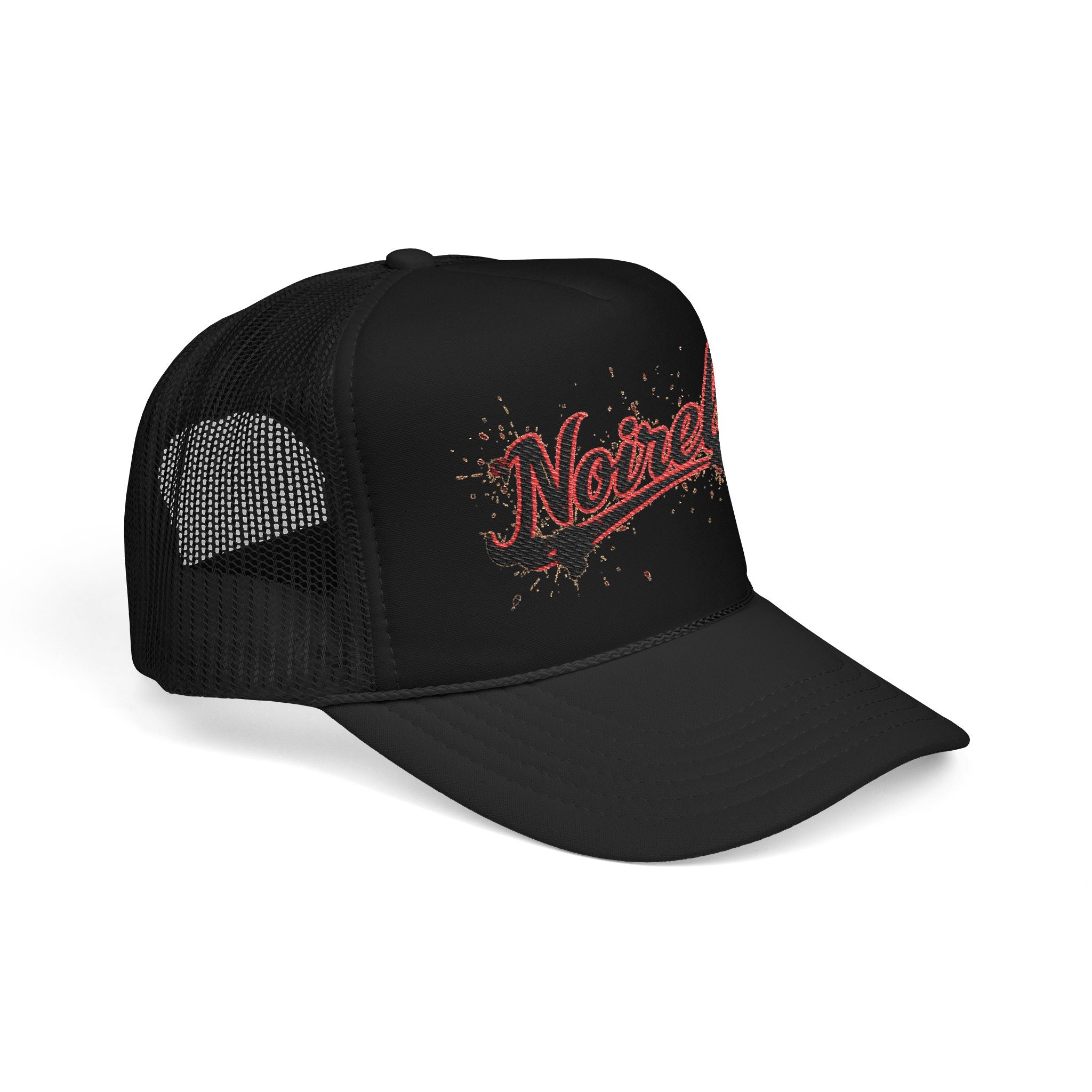 Noiriel Trucker Hat – Retro Script Logo Foam Mesh Cap 