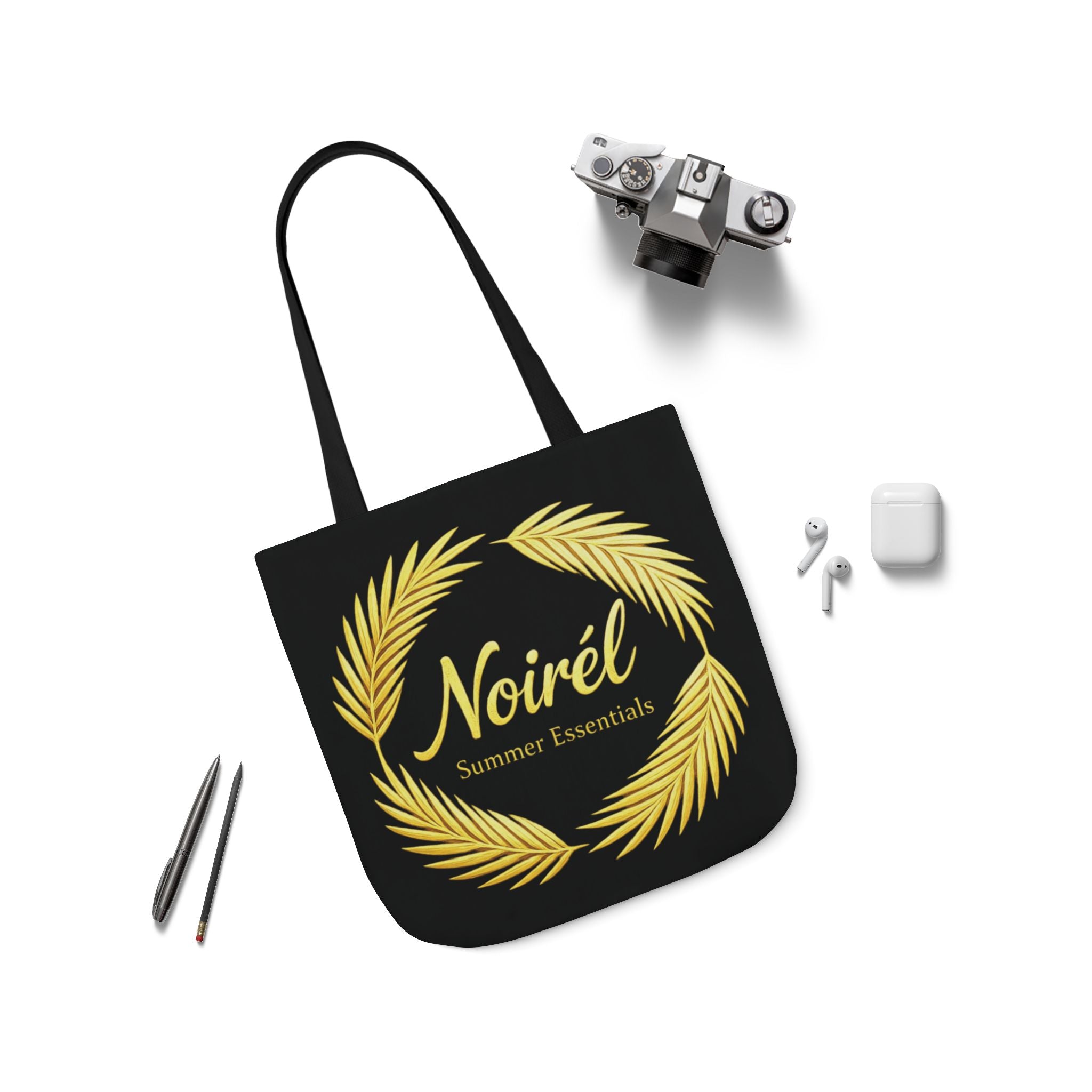 Tote Bag — Noirel 'Summer Essentials' Gold Palm Wreath Canvas Tote