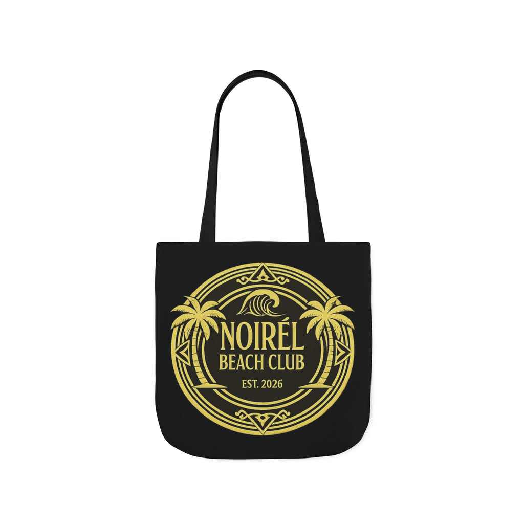 Noirel Beach Club Canvas Tote — Gold Palm Logo Beach Bag
