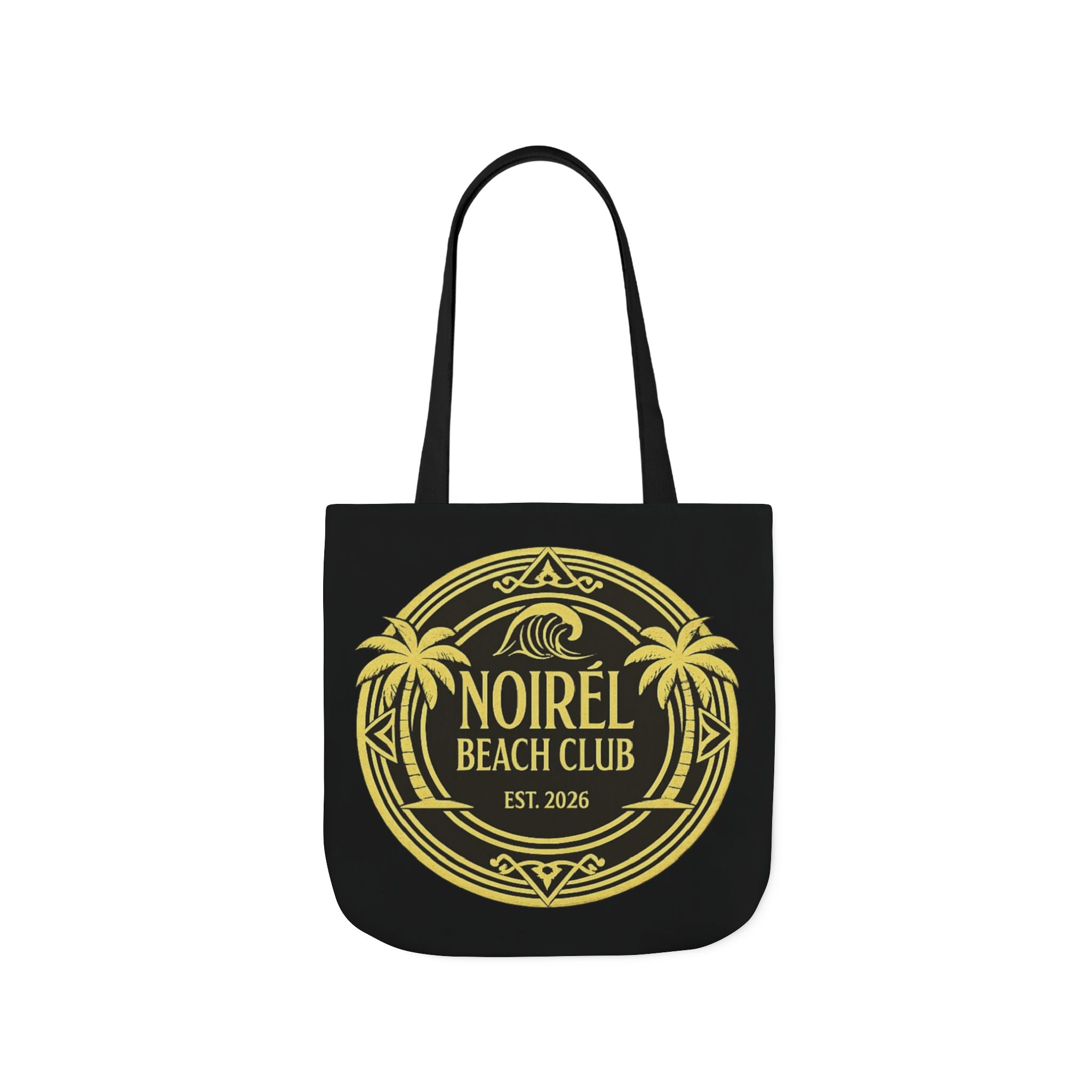 Noirel Beach Club Canvas Tote — Gold Palm Logo Beach Bag