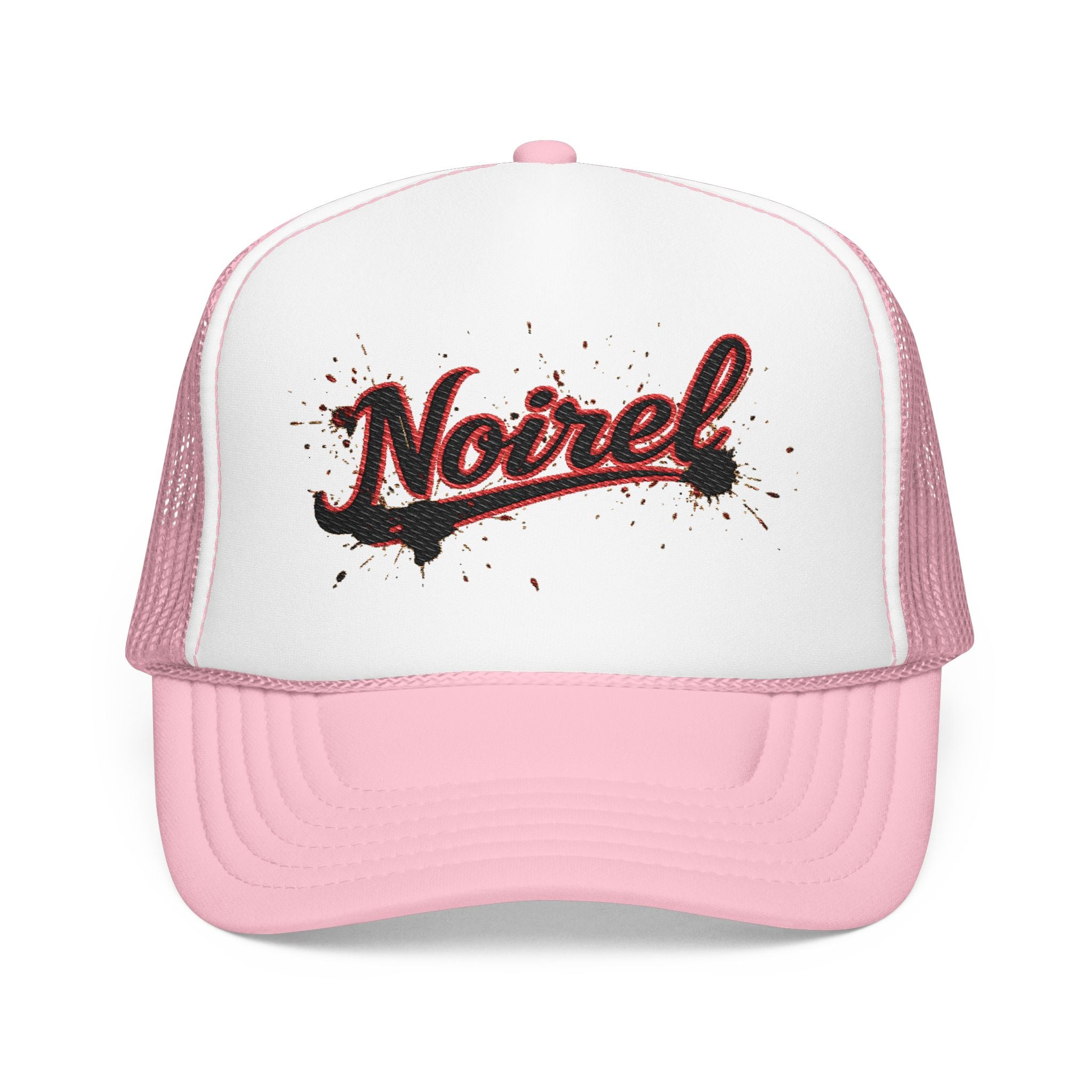 Noiriel Trucker Hat – Retro Script Logo Foam Mesh Cap 