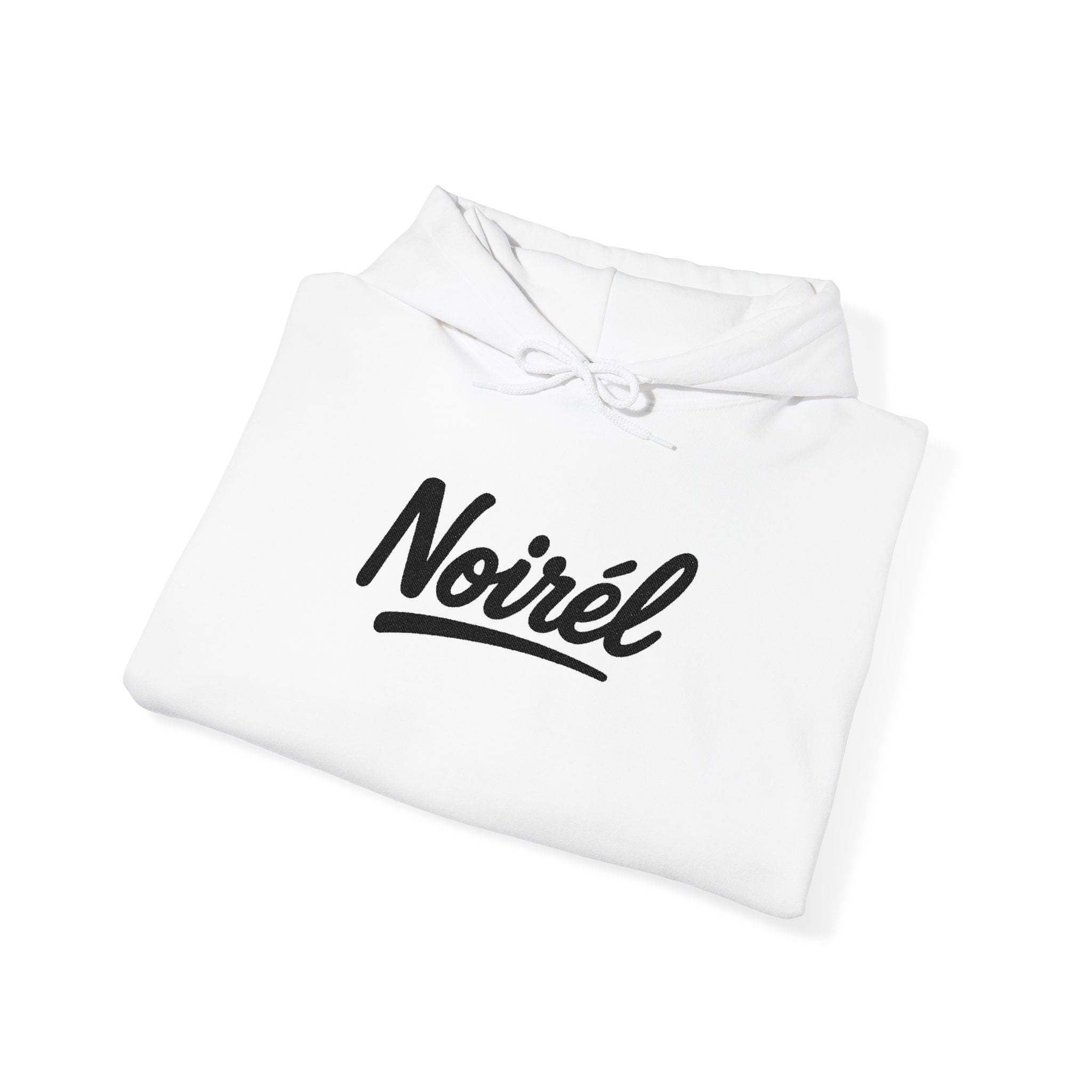 NOIRÉL Script Hoodie – Schwarz gesticktes Logo