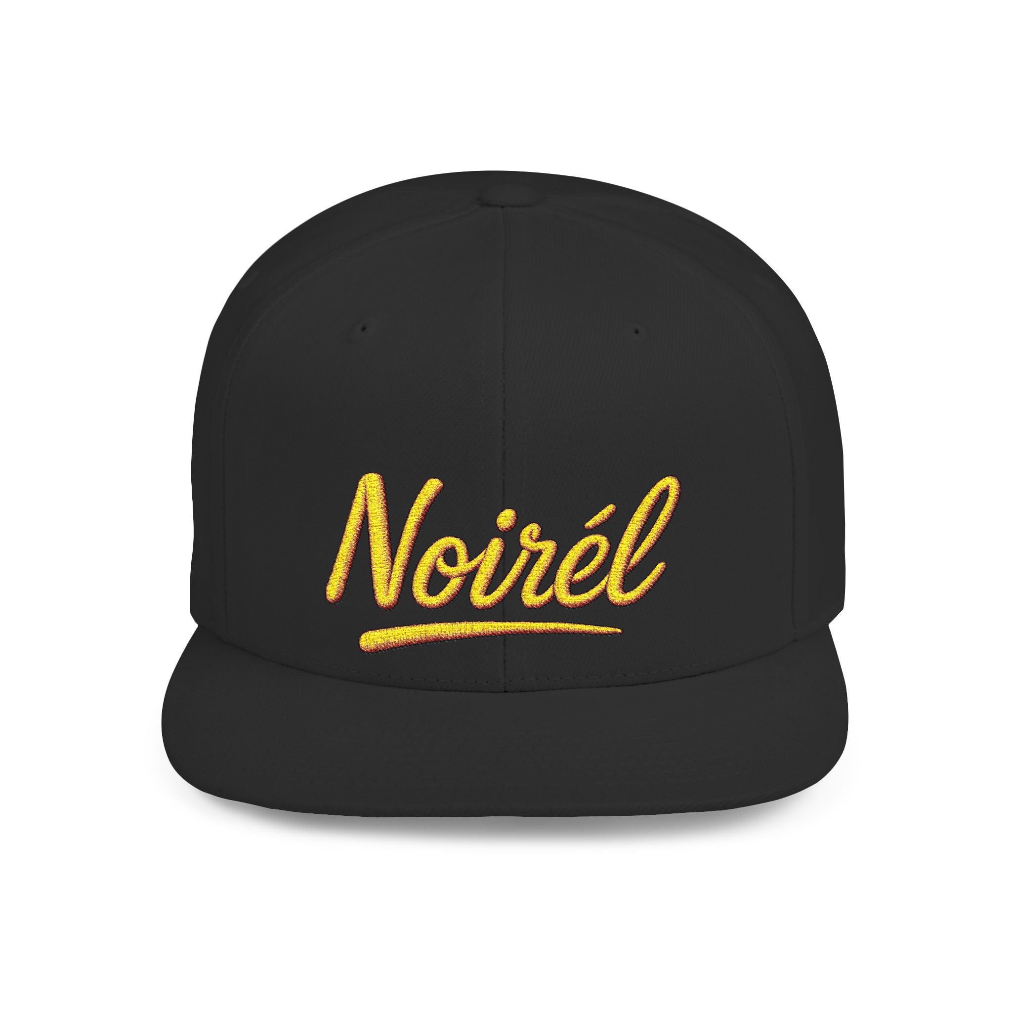 Snapback Hat — 'Noirél' Gold Script Embroidered Flat Bill Cap