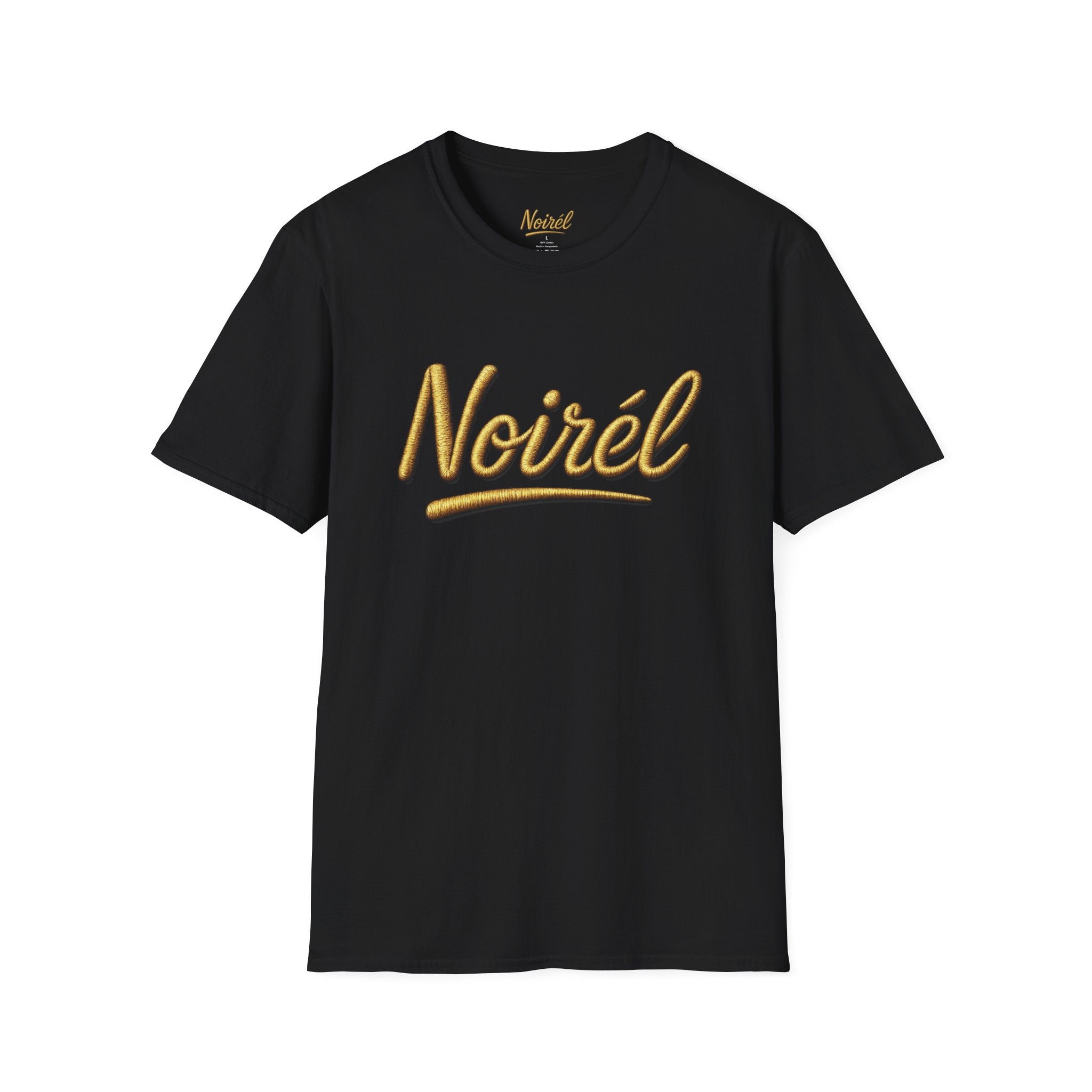 T-Shirt — 'Noirél' Gold Script Logo Tee