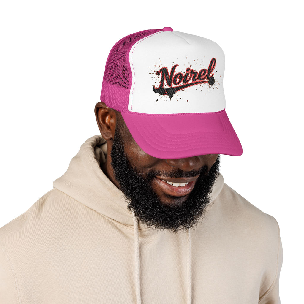 Noiriel Trucker Hat – Retro Script Logo Foam Mesh Cap 
