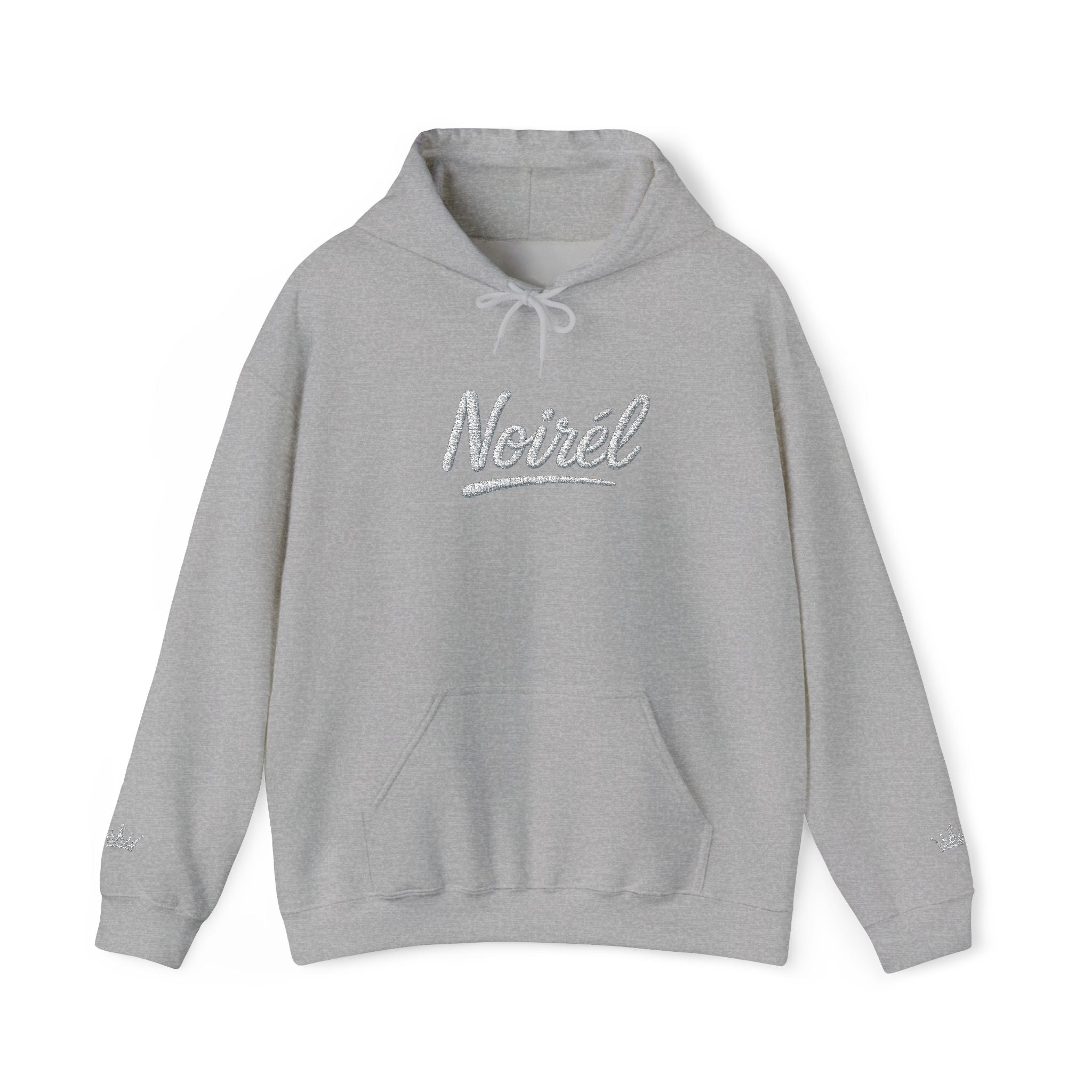 NOIRÉL Script Hoodie – Weiß gesticktes Logo