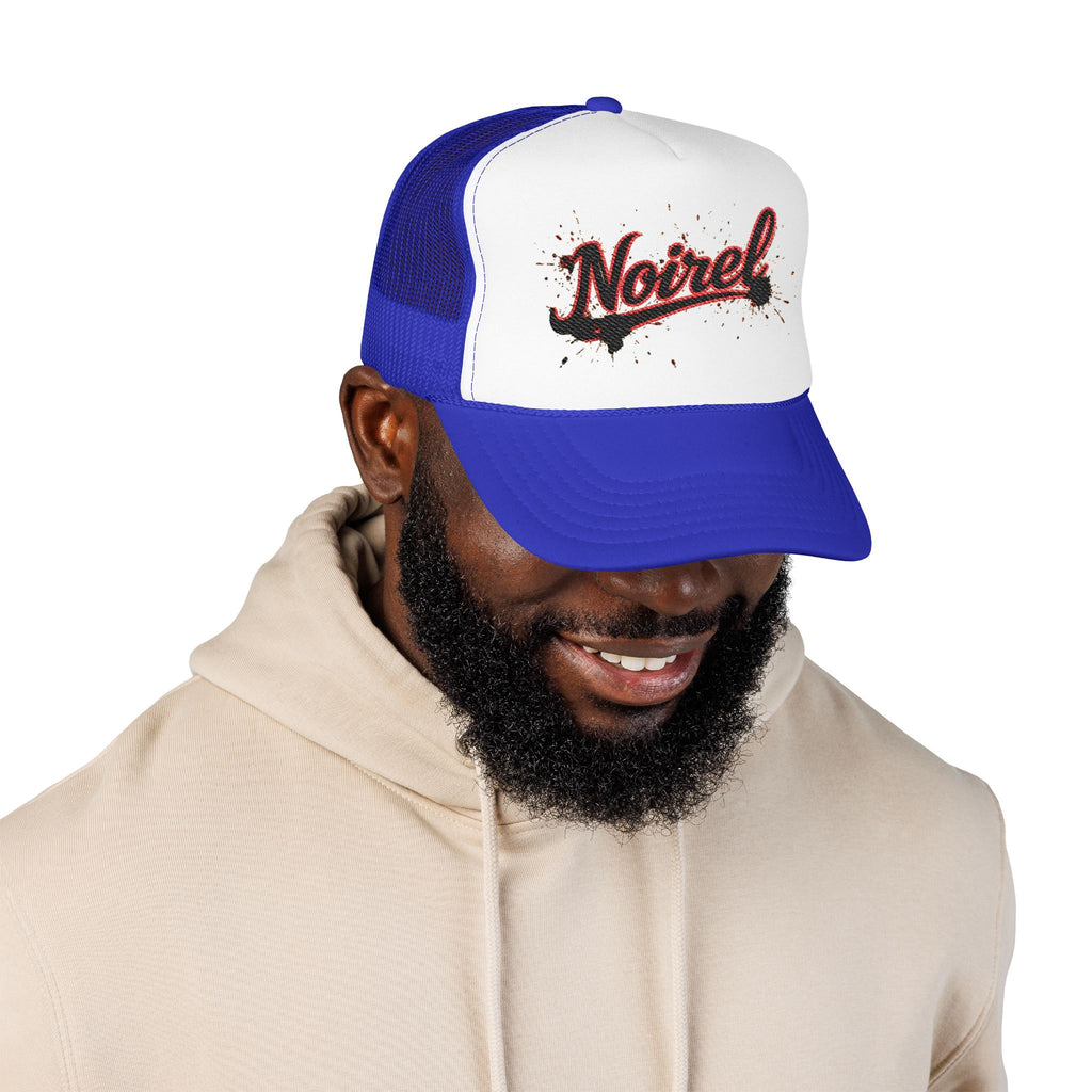Noiriel Trucker Hat – Retro Script Logo Foam Mesh Cap 