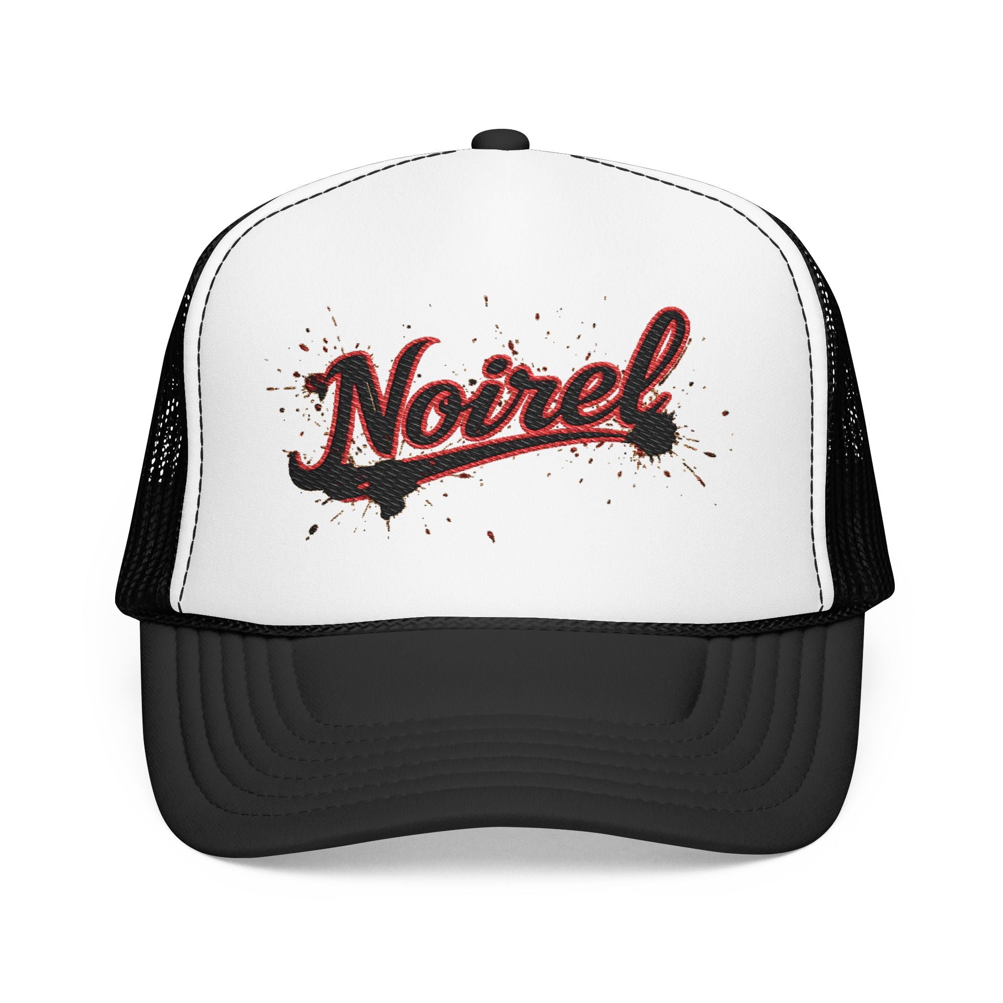 Noiriel Trucker Hat – Retro Script Logo Foam Mesh Cap 