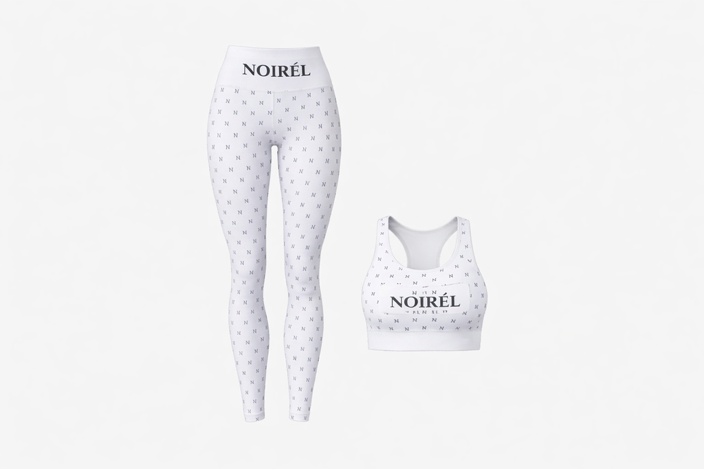 NOIRÉL White Black All Over Set – Sports Bra & Leggings Bundle