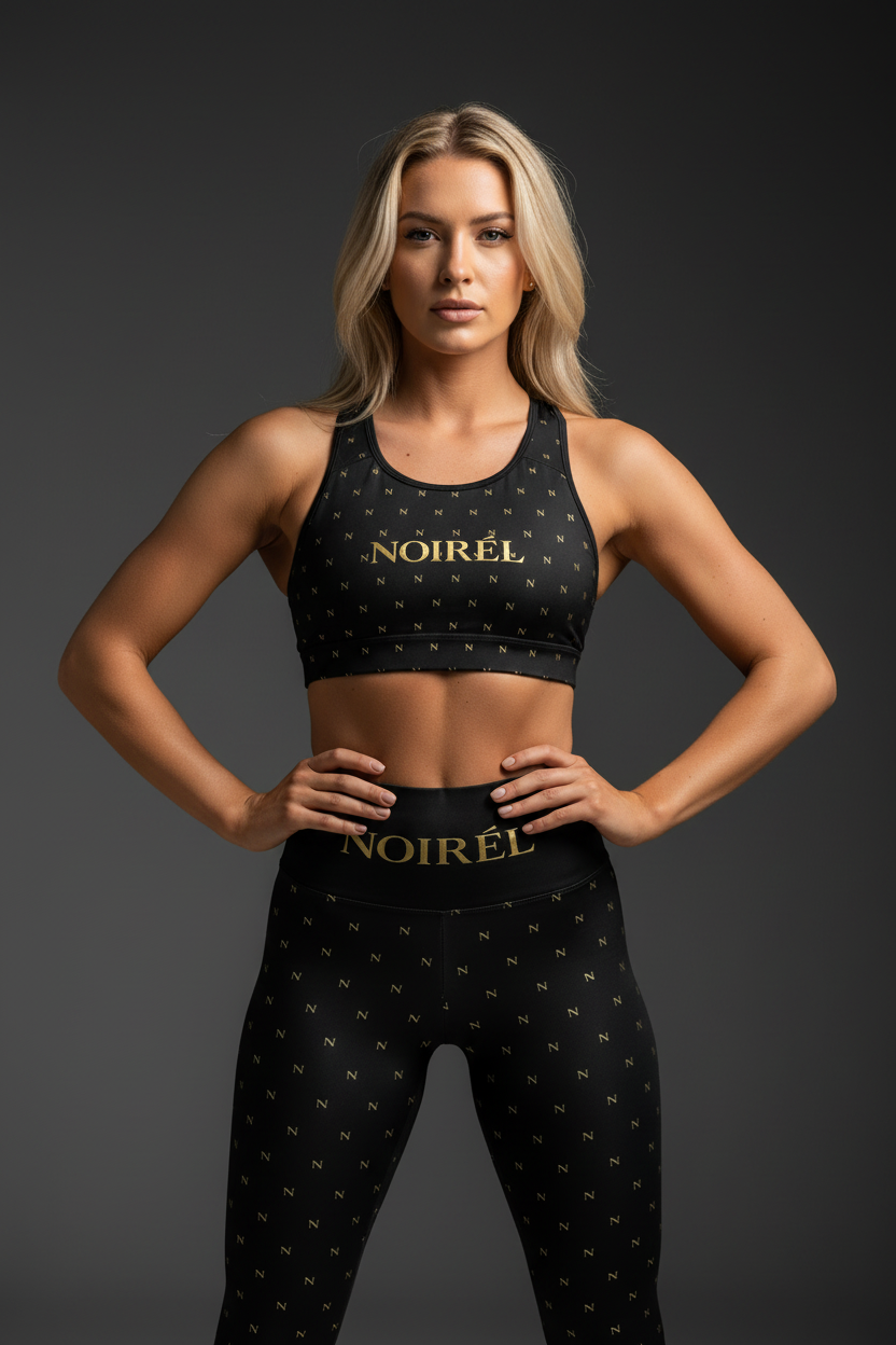 NOIRÉL Black Gold Fitness Set-sports Bra &Leggins